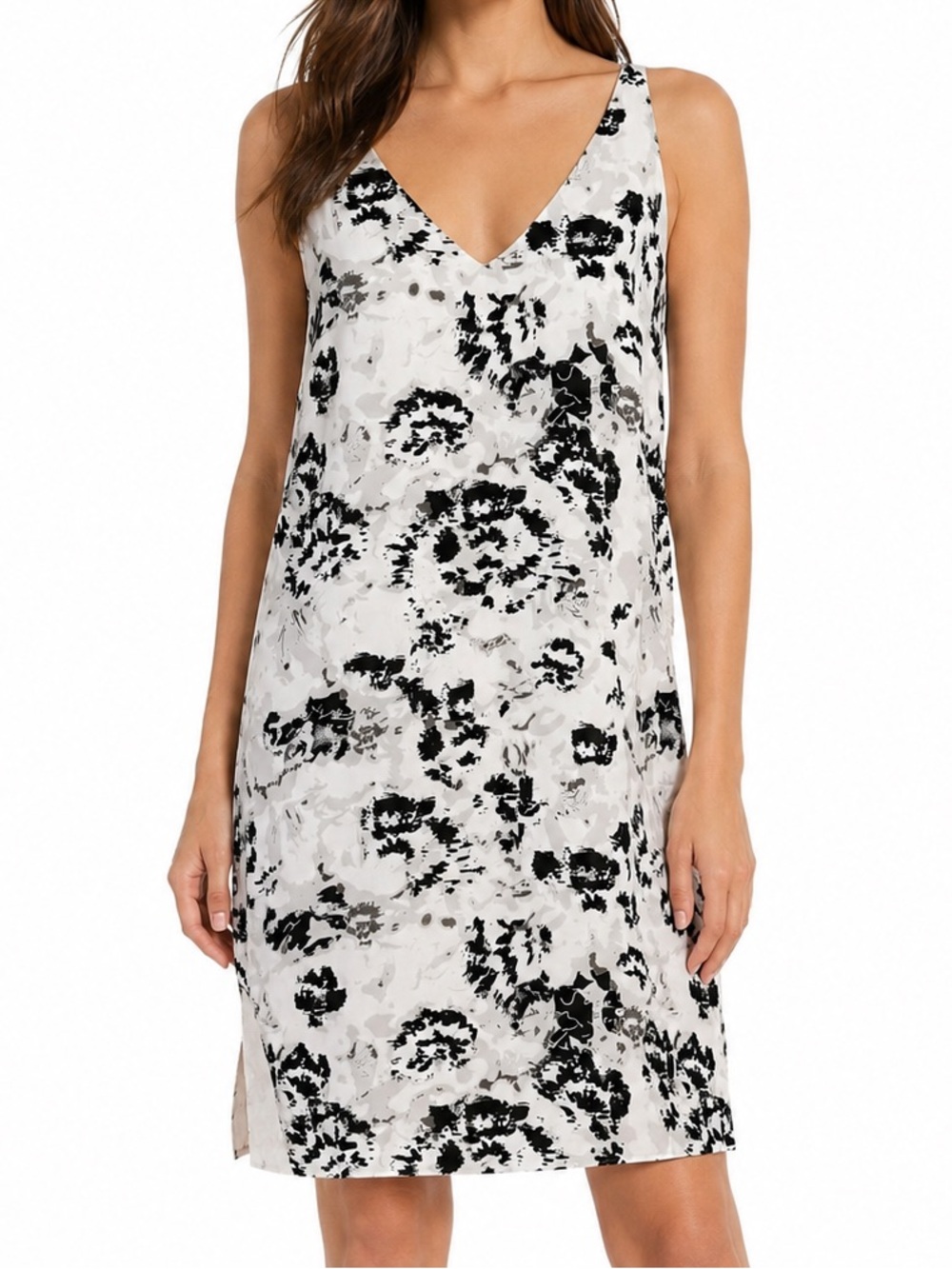 NWOT - Armani Exchange Abstract Print Mini Shift Dress White & Black Size 2